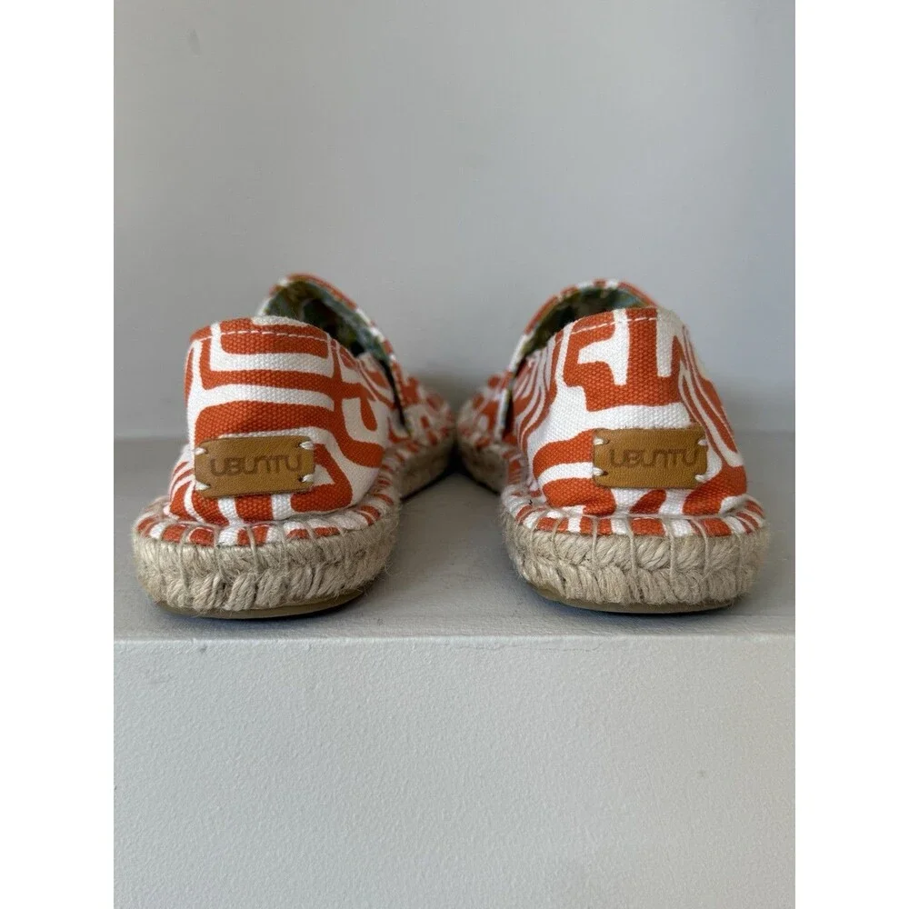 Ubuntu Life Handmade Orange And White Checkerboard Afridrilles Sz 7.5 Espadrille